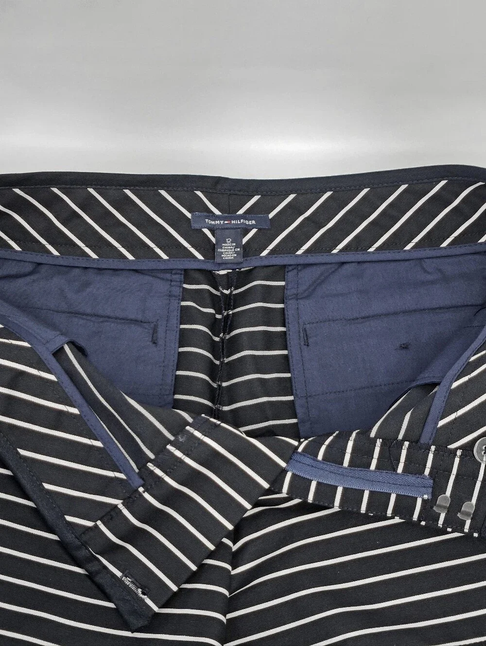 Tommy Hilfiger Size 12 Shorts Navy Striped Sailor 100% Cotton Nautical Retro